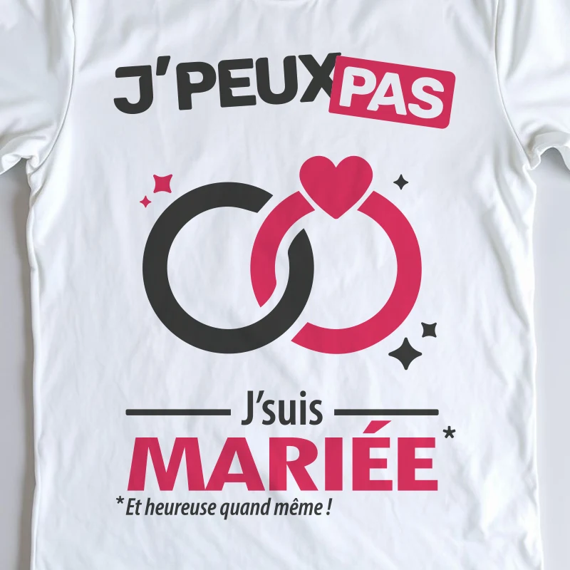 Design femme 'Je peux pas, je suis mariée' – les alliances inséparables