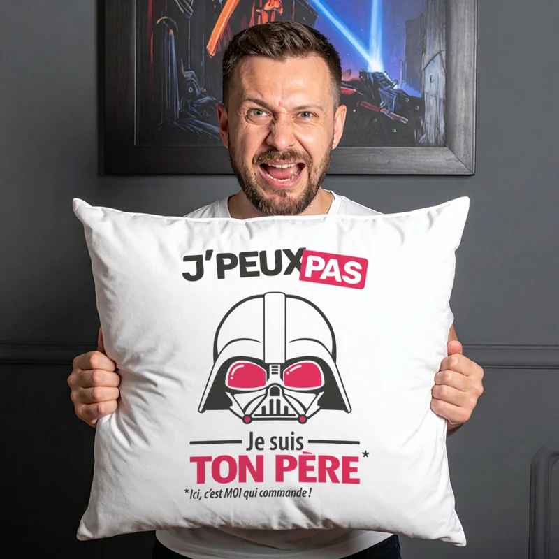 Coussin cadeau pour fête des pères avec 'Je peux pas, je suis ton père'