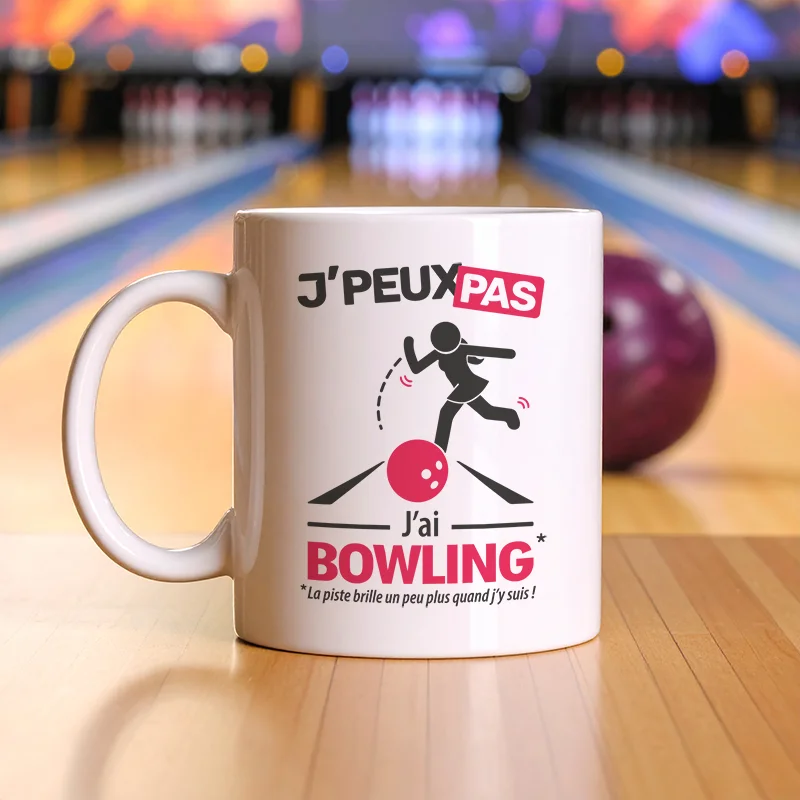 Cadeaux mug et tasse avec la citation 'Je peux pas, j'ai bowling' pour femme