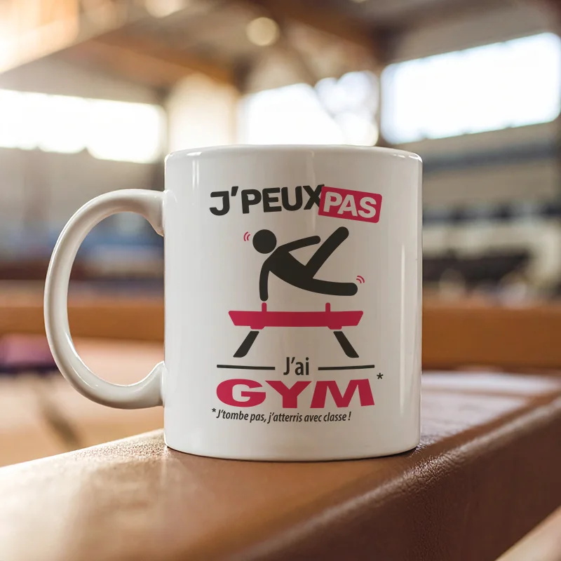 Accessoires mug et tasse cheval d'arçons avec message 'Je peux pas, j’ai gym' pour homme