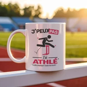 Accessoires mug et tasse saut de haies avec message 'Je peux pas, j’ai athlé' pour homme