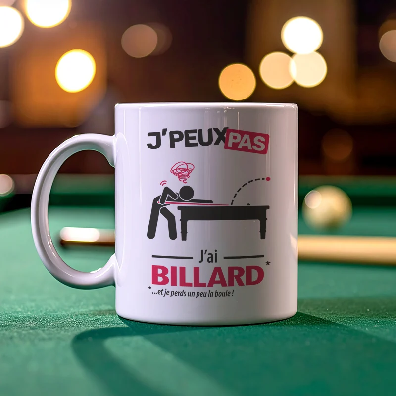 Accessoires mug et tasse avec le message 'Je peux pas, j’ai billard' pour homme