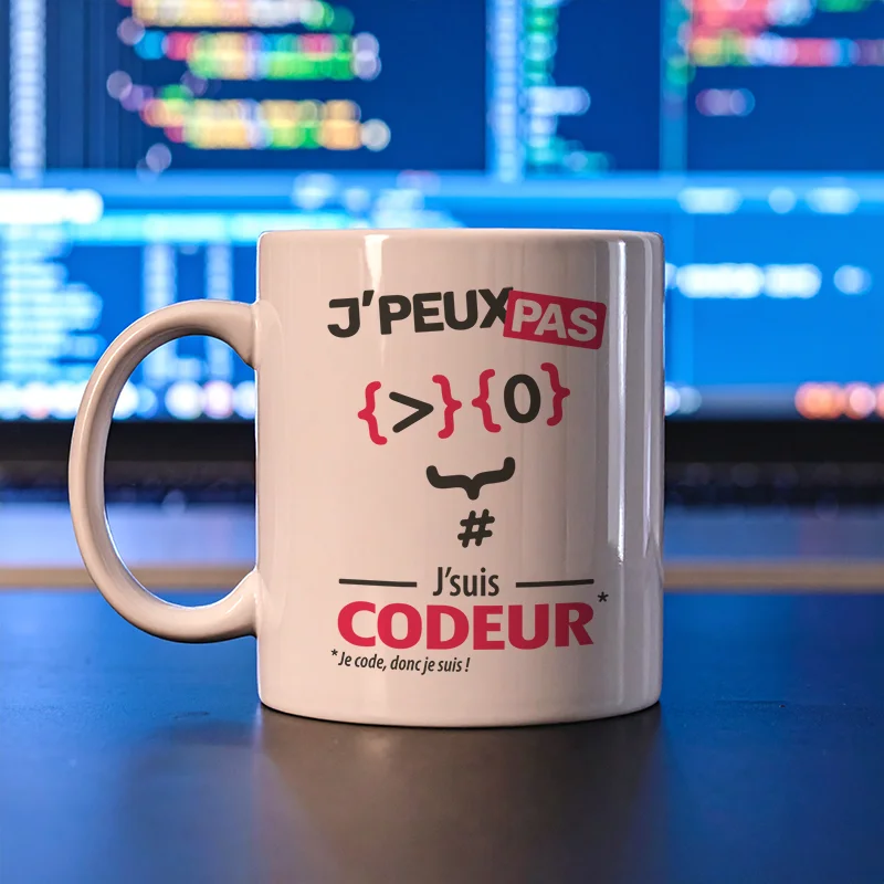 Cadeaux mug et tasse avec le message 'Je peux pas, je suis codeur' pour homme