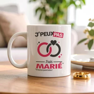 Accessoires mug et tasse de mariage avec message 'Je peux pas, je suis marié' pour homme
