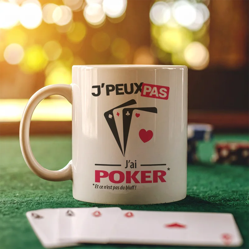 Accessoires mug et tasse avec le message 'Je peux pas, j’ai poker' pour joueur et joueuse