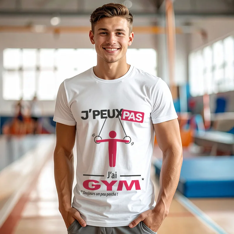 T-shirt à offrir 'Je peux pas, j’ai gym' pour homme qui pratique les anneaux