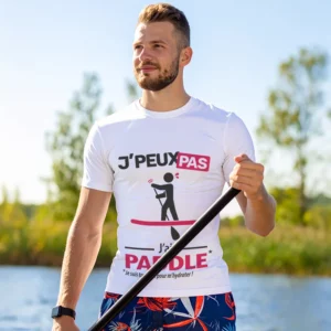 Idée originale 'Je peux pas, j’ai paddle' imprimée sur t-shirt pour homme sportif