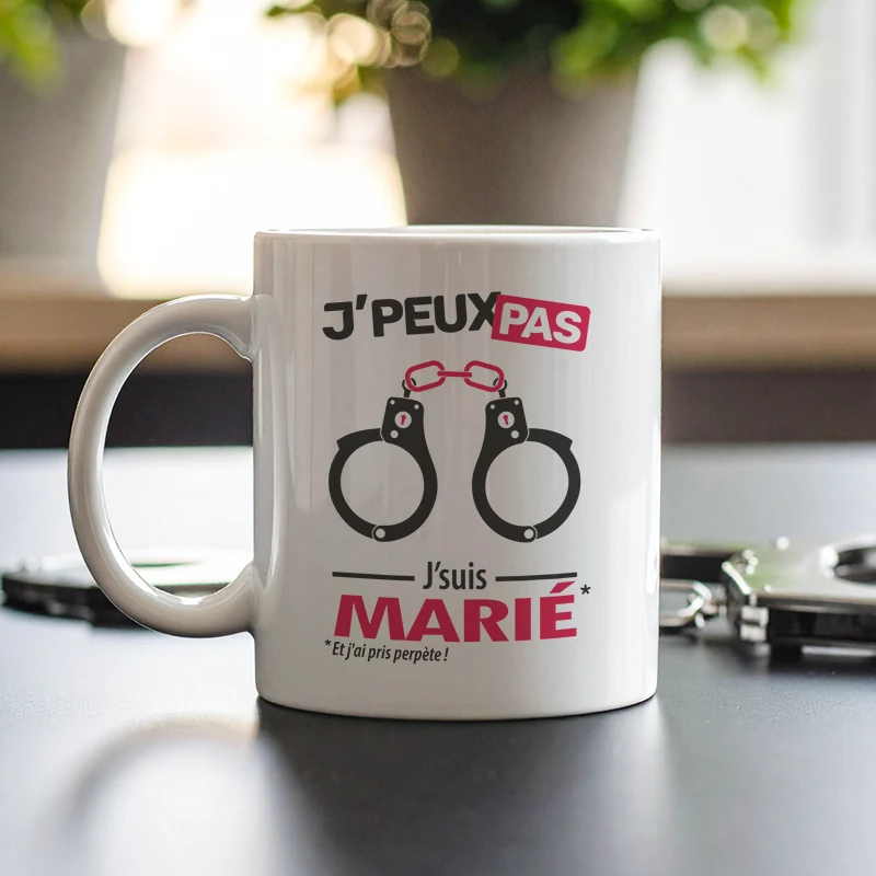 Cadeaux mug et tasse avec la citation 'Je peux pas, je suis marié' pour homme