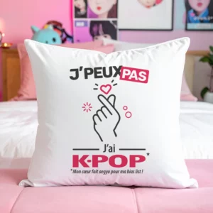 Coussin cadeau original et tendance avec 'Je peux pas, j'ai k-pop'
