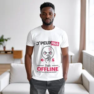 T-shirt à offrir 'Je peux pas, je suis offline' pour hommes à laisser au calme