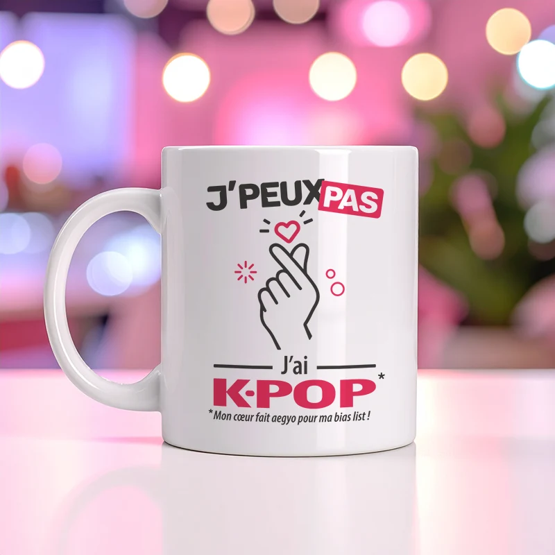 Accessoires mug et tasse mignon avec message 'Je peux pas, j'ai K-Pop'
