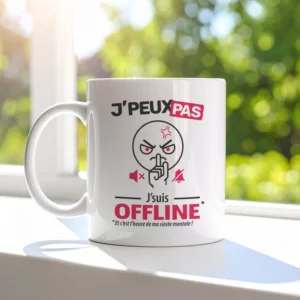 Accessoires mug et tasse en pause tranquille imprimés 'Je peux pas, je suis offline'