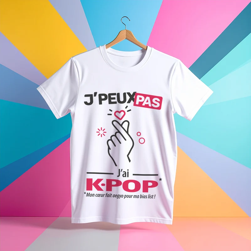 T-shirt trop mignon avec la citation 'je peux pas, j'ai K-Pop'