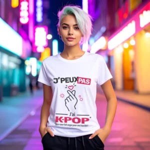 T-shirt mignon 'Je peux pas, j'ai kpop' imprimé pour femme