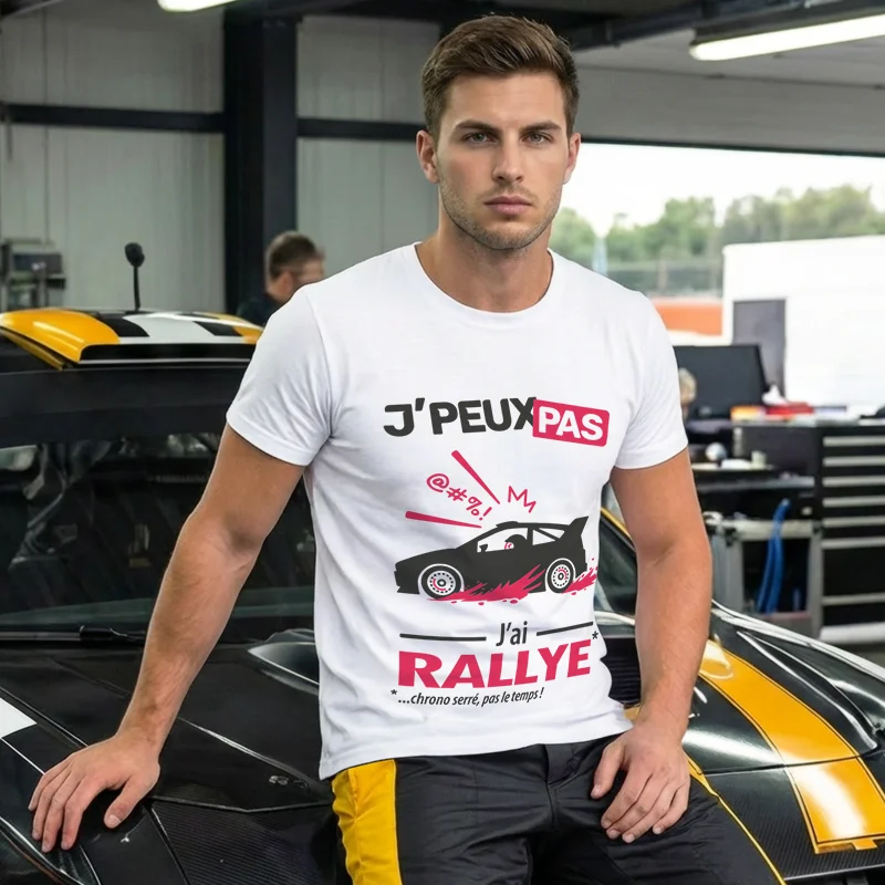 T-shirt à offrir 'Je peux pas, j'ai rallye' pour hommes passionnés