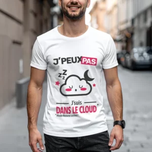 T-shirt à offrir 'Je peux pas, j'suis dans le cloud' pour homme dans les nuages