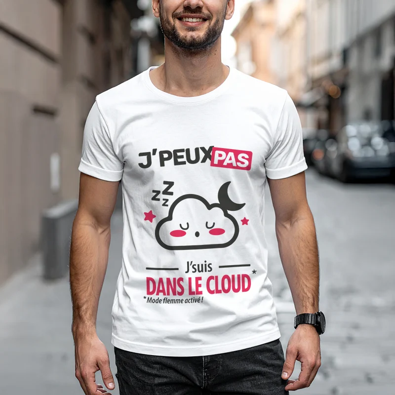 T-shirt à offrir 'Je peux pas, j'suis dans le cloud' pour homme dans les nuages