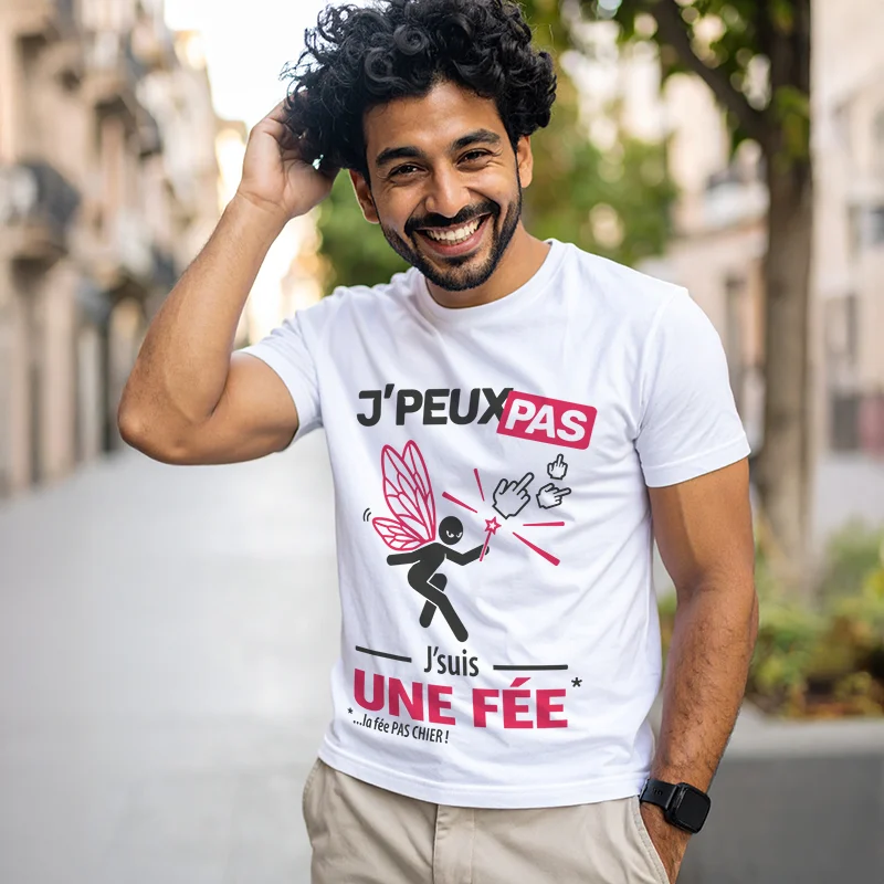 T-shirt à offrir 'Je peux pas, j’suis une fée' pour homme qui assume