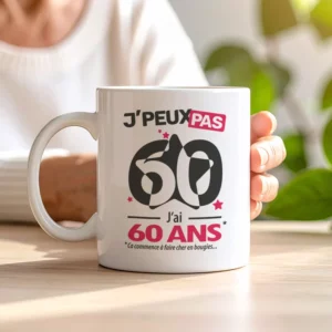 Accessoires mug et tasse anniversaire 'Je peux pas, j'ai 60 ans'