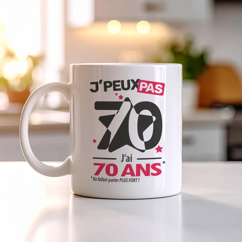 Accessoires mug et tasse anniversaire 'Je peux pas, j'ai 70 ans'
