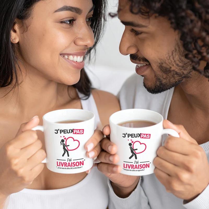 Mug et tasse à offrir pour les couples amoureux personnalisés 'je peux pas, j'ai'