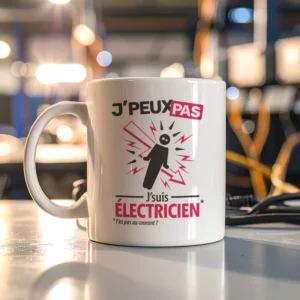 Accessoires mug métier comique 'Je peux pas, j'suis électricien'