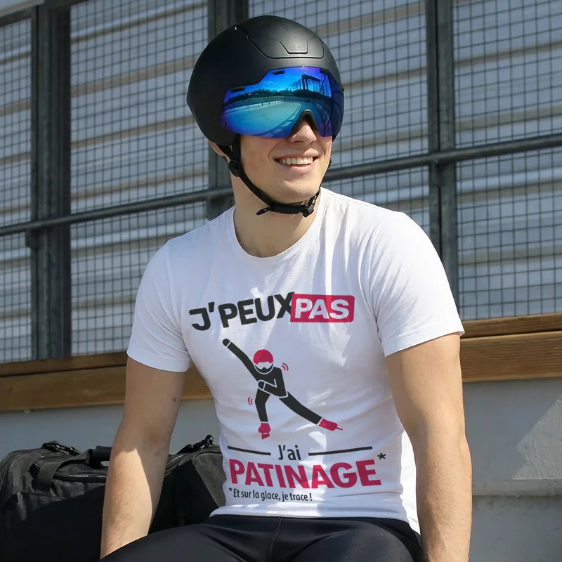 Cadeau original 'je peux pas j'ai patinage de vitesse' à personnaliser sur t-shirt et mug