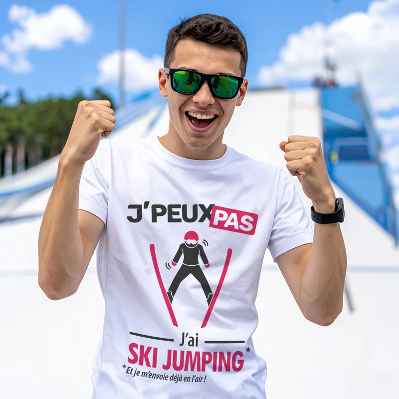 T-shirt imprimé 'je peux pas j'ai ski jumping' pour un cadeau sympa