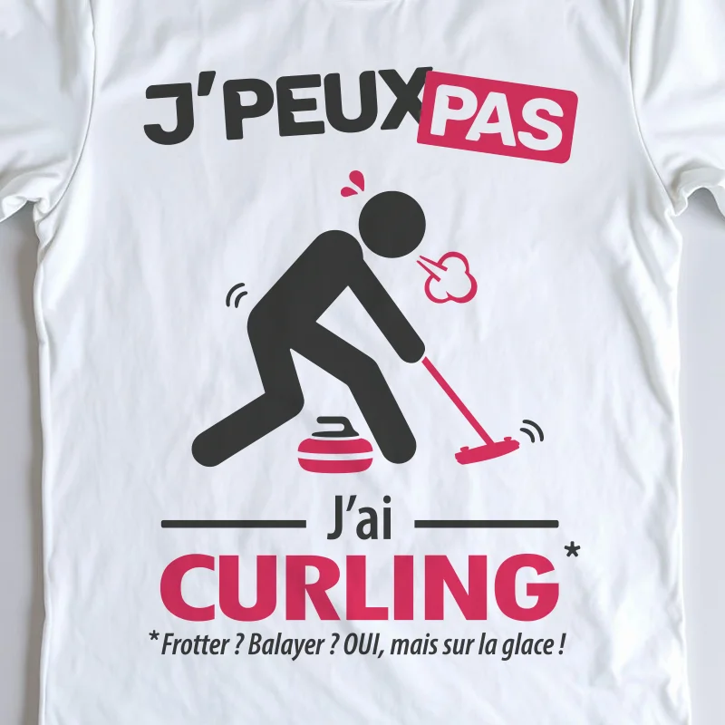 Design 'Je peux pas, j'ai curling', cadeau drôle pour les curleurs