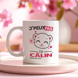 Mug et tasse mignonnes 'Je peux pas, j'ai câlin' en cadeau tendance