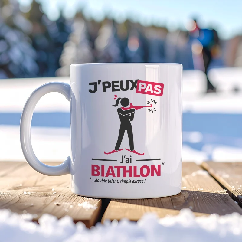 Accessoires mug et tasse anniversaire et évènements 'Je peux pas, j'ai biathlon'