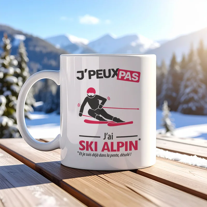 Accessoires mug et tasse pas chers pour anniversaire 'Je peux pas, j'ai ski alpin'