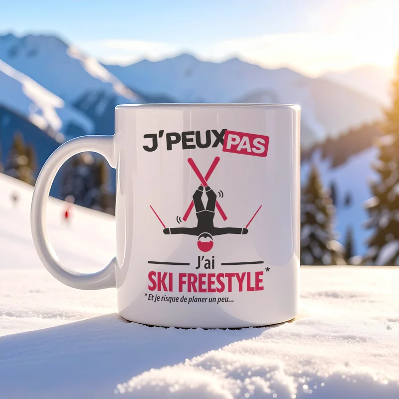 Accessoires mug et tasse humoristiques 'Je peux pas, j'ai ski freestyle'
