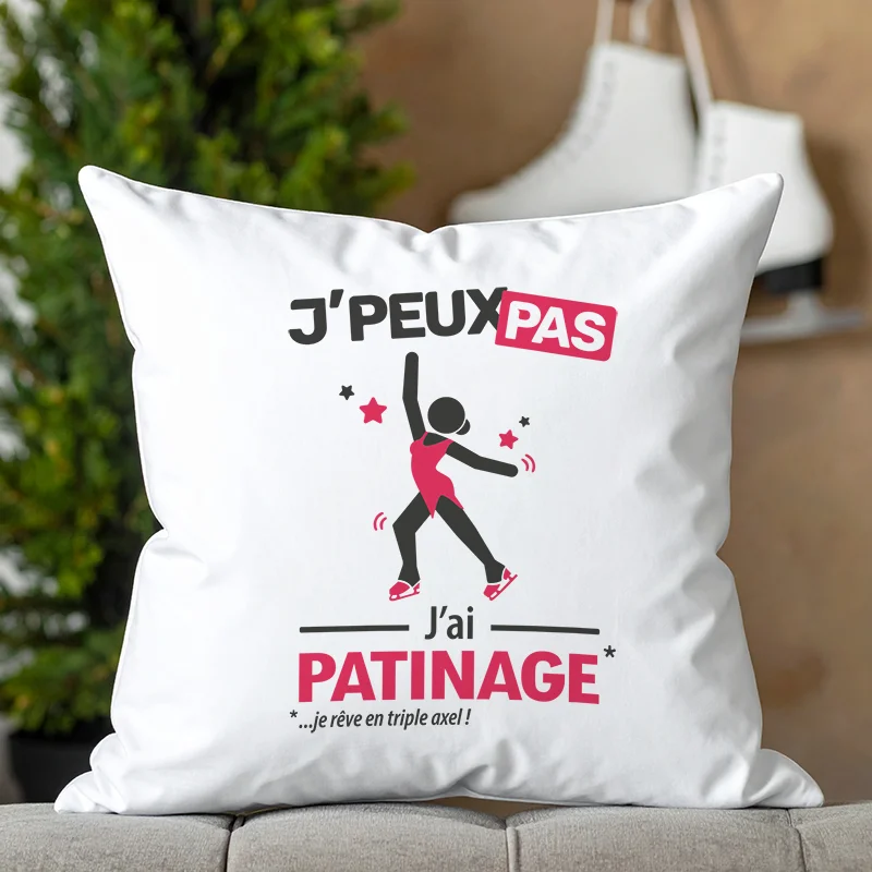 Coussin kawaii à offrir en cadeau avec 'Je peux pas, j'ai patinage artistique'