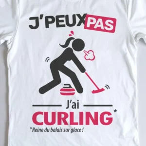 Design drôle avec citation 'Je peux pas, j'ai curling', cadeau pour femmes curleuses