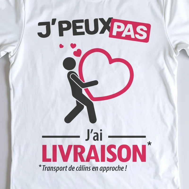 Design 'Je peux pas, j'ai livraison', cadeau fun pour homme livreur au grand coeur