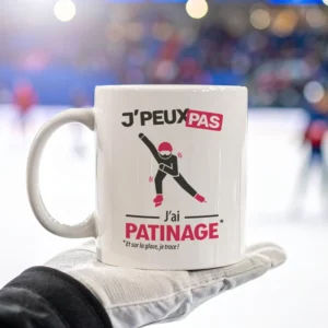Mug café 'Je peux pas, j'ai patinage' version sport de vitesse