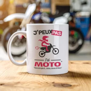 Mug moto cross « Je peux pas, j’ai moto » pour les femmes rideuses qui vivent à fond.