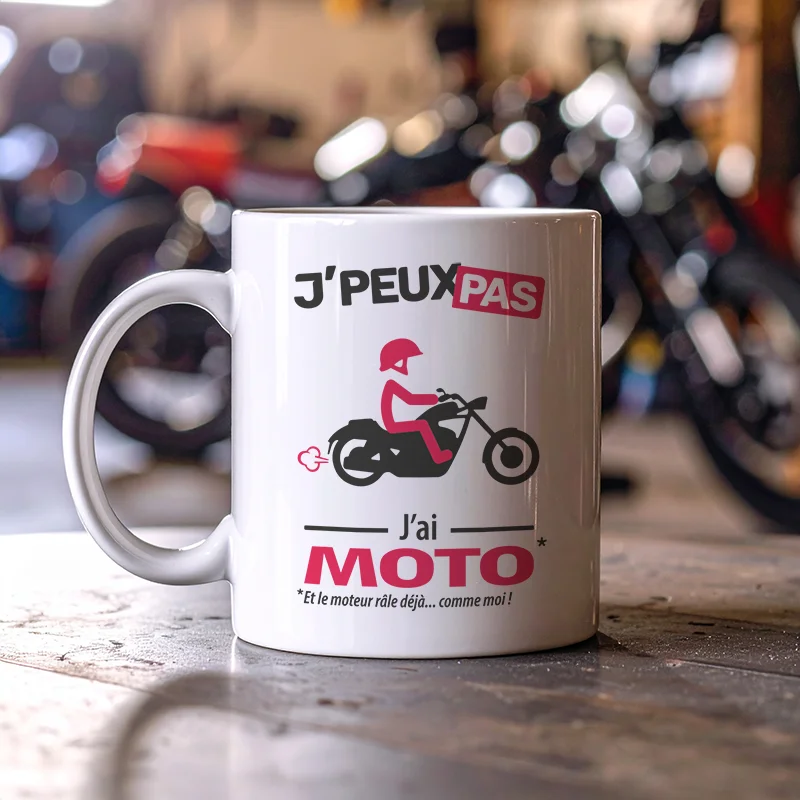 Je peux pas, j’ai moto version chopper : pour afficher ta passion custom dès le café du matin.