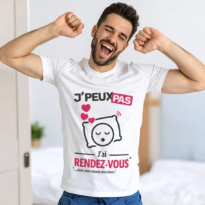 T-shirt homme 'Je peux pas, j'ai rendez-vous', cadeau pas cher pour homme fatigué