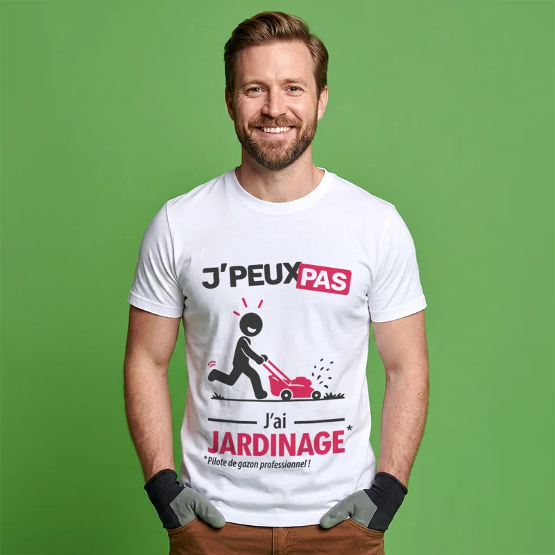 T-shirt drôle pour Papas fans de tonte sur gazon avec le slogan 'je peux pas j'ai jardinage'