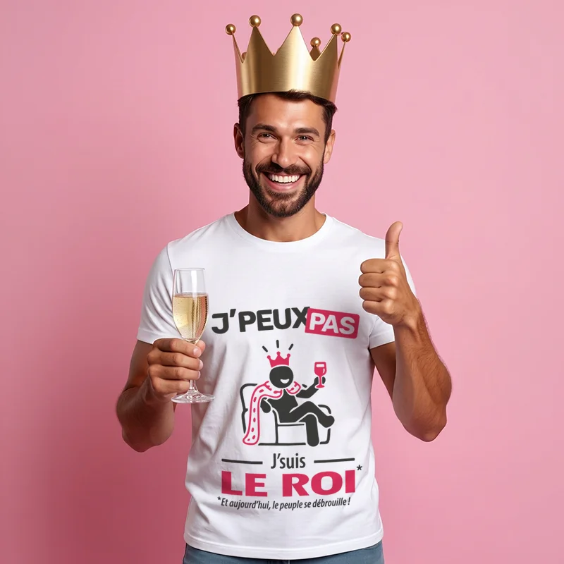 Pour fêter le meilleur Papa, le t-shirt pas cher 'je peux pas je suis le Roi'