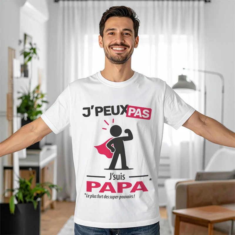 T-shirt homme humoristique 'Je peux pas je suis Papa' pour la fête des ères