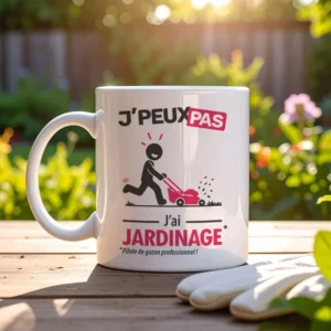 Mug personnalisé 'je peux pas j'ai jardinage' pour prendre son thé